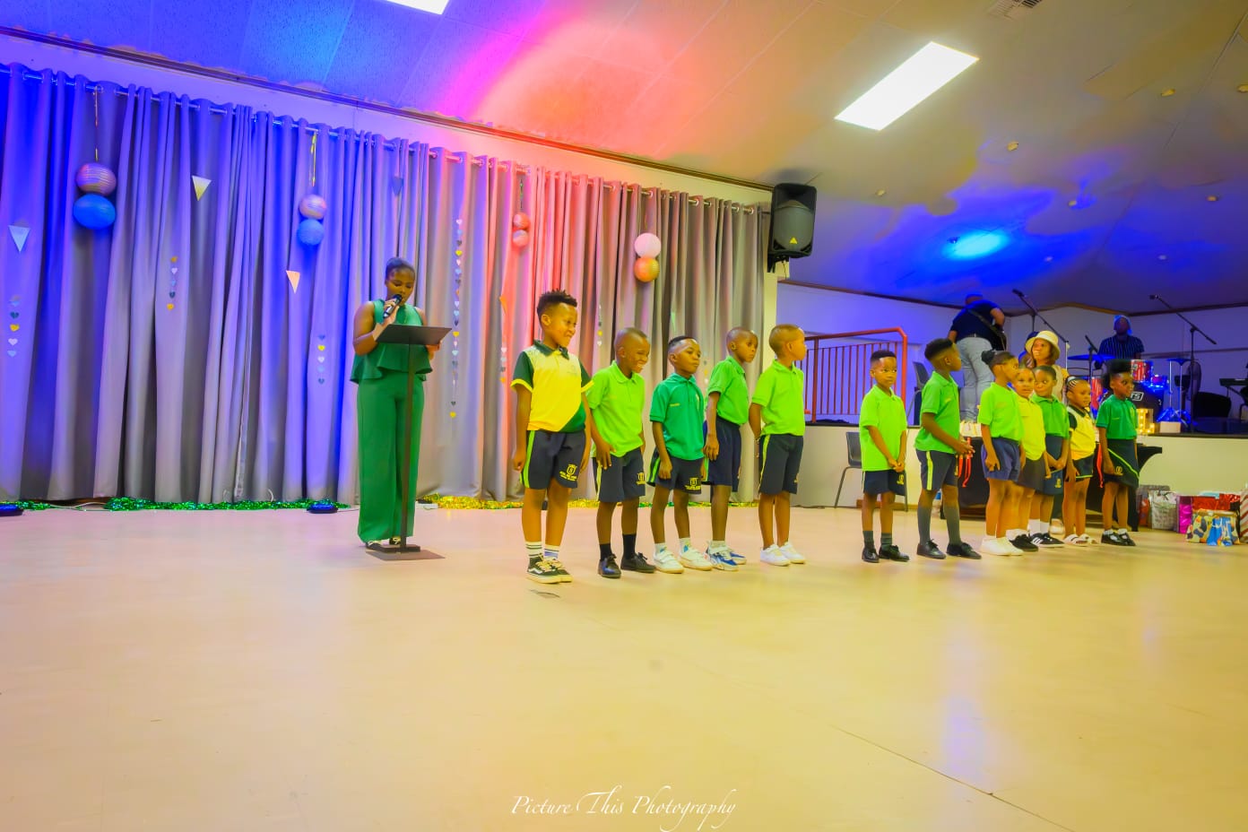 Students on stage during an event